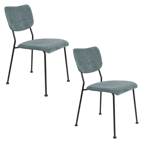 Zuiver Benson Eetkamerstoelen Grijs/Blauw - Set van 2 - vtwonen shop