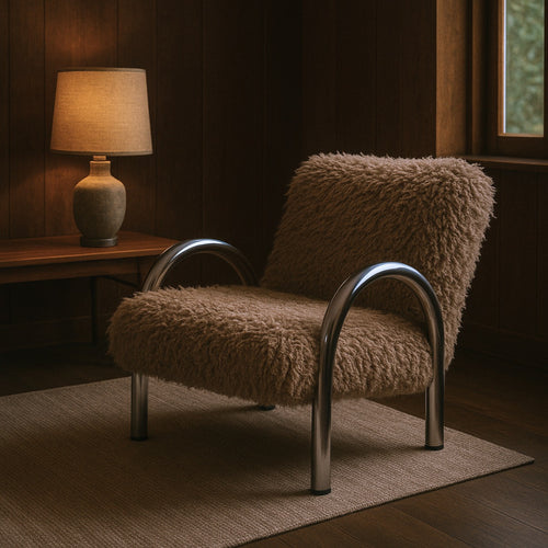 DÉJA Living Fauteuil Mandal - Taupe/Chrome - 72x91x82cm - vtwonen shop