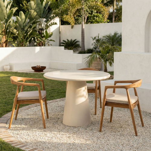 DÉJA Living Eettafel Brunn - Rond Beige Eco Composiet - 80cm