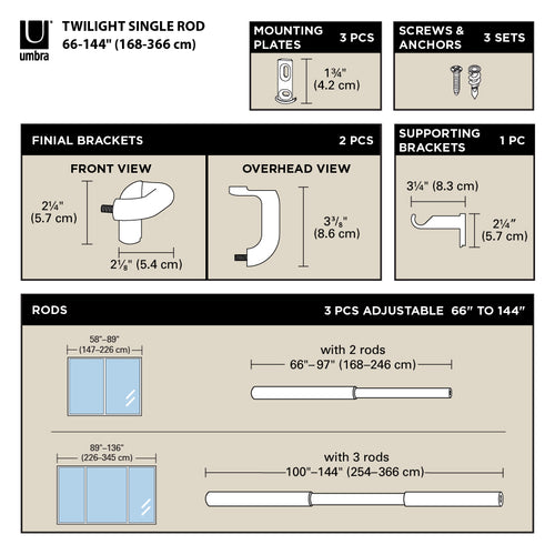 Umbra Twilight uitschuifbare verduisteringsgordijnroede