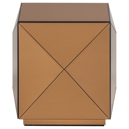 WOOOD bijzettafel vierkant Glintz - Hout/Spiegelglas - Bruin - 40x40x40