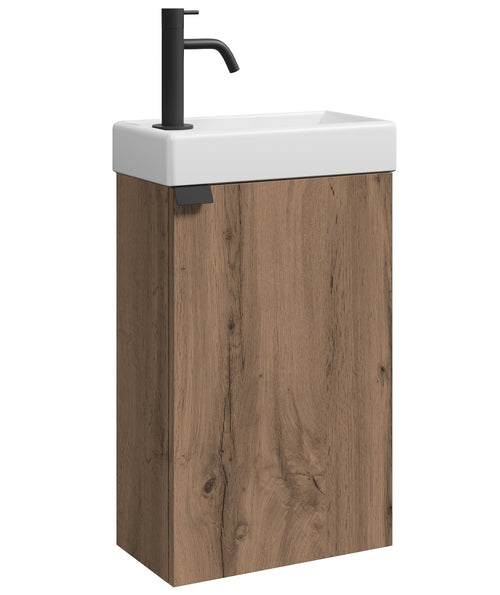 Badplaats Toiletmeubel Apollo 40 x 22 cm – Bruin Eiken – Fonteinmeubel met Wastafel