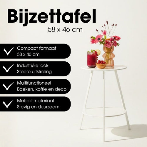 Mica Decorations Seatle Bijzettafel Rond voor Buiten - Koffietafel - Salontafel Buiten - Ook als Plantentafeltje of Plantenstandaard - Metaal - 58 x