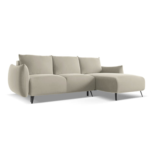 LaMiaSofa hoekbank rechts Genova - velours - parel - 242x162x86
