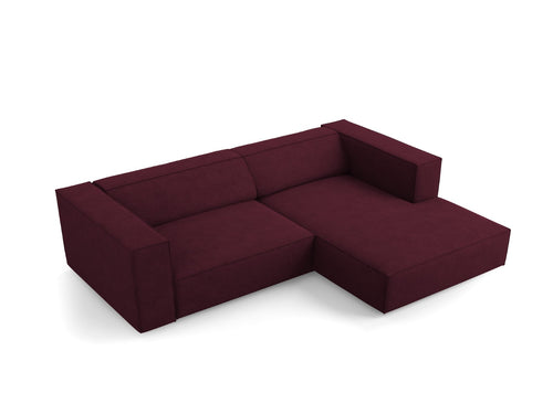 Cosmopolitan Design rechter hoekbank Arendal 3-zits, chenille met ribbeleffect, robijn - 166x224x70cm
