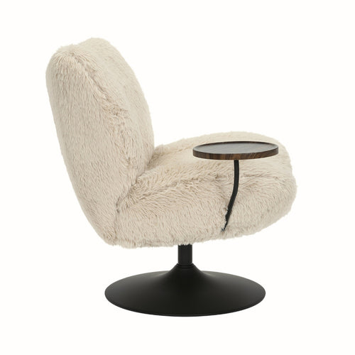 DÉJA Living Draaifauteuil Morten - Taupe Fluffy/Zwart - Incl. Tafeltje - vtwonen shop