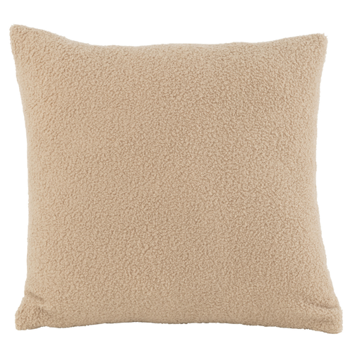 J-Line kussen Teddy Bouclé - polyester - donkerbeige - vtwonen shop