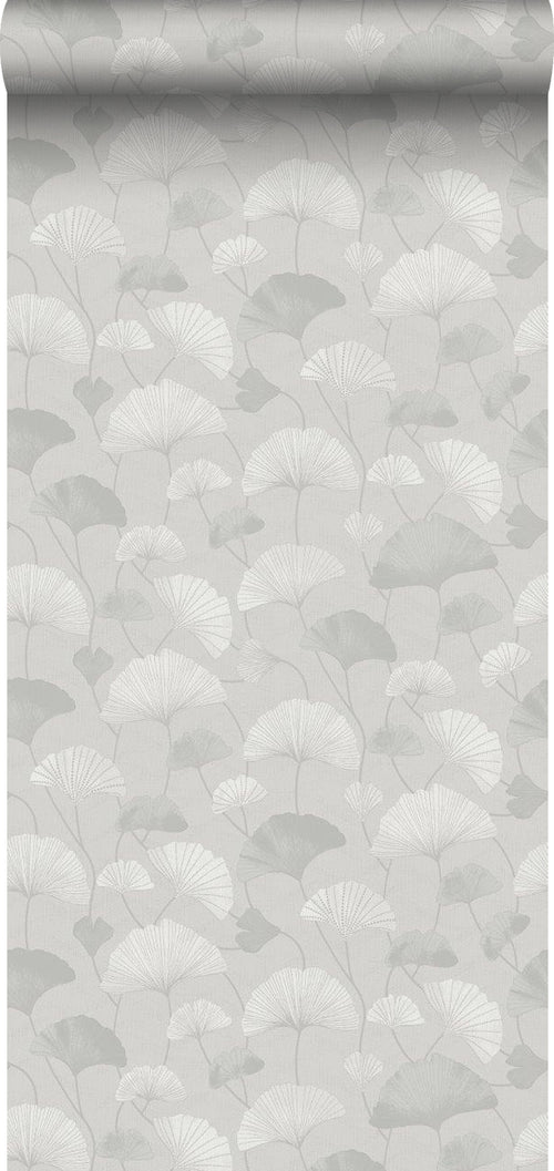 Borastapeter behang ginkgo bladeren grijs - 53 cm x 10.05 m - 660864 - vtwonen shop