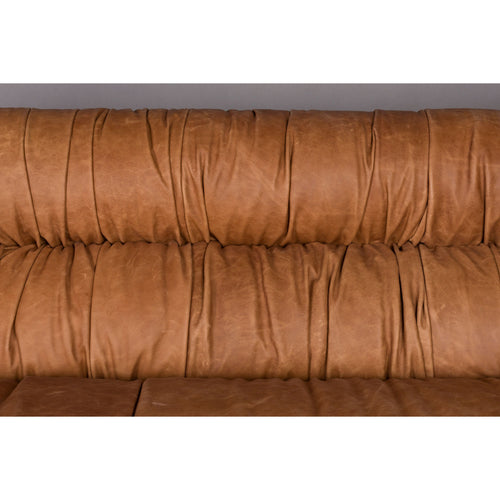 Dutchbone Douglas 3-zitsbank Leer Cognac Bruin - vtwonen shop