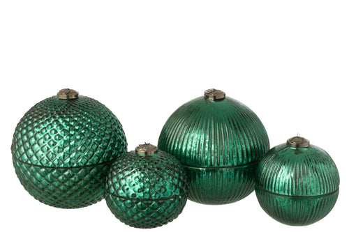 J-Line geurkaars Kerstbal - glas - groen - large - 2 stuks - vtwonen shop