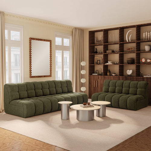 Premium Interiors - Bank SEVEN - bouclé-stof  olijfgroen 243cm