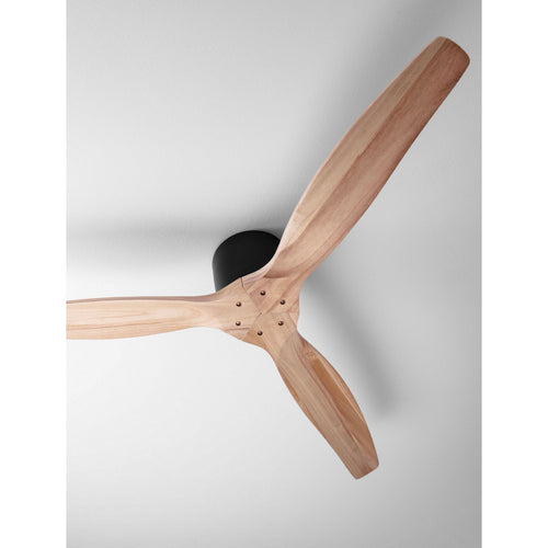 Nova Luce NINEMIA Plafondventilator Sandy Black, Naturel Hout, Bladen in Sandy Black & Naturel Houtkleur, 6 Snelheden, DC-motor, 40W