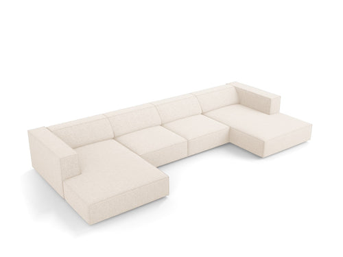 Cosmopolitan Design Panoramische bank Arendal 6-zits, chenille, lichtbeige - 166x364x70cm
