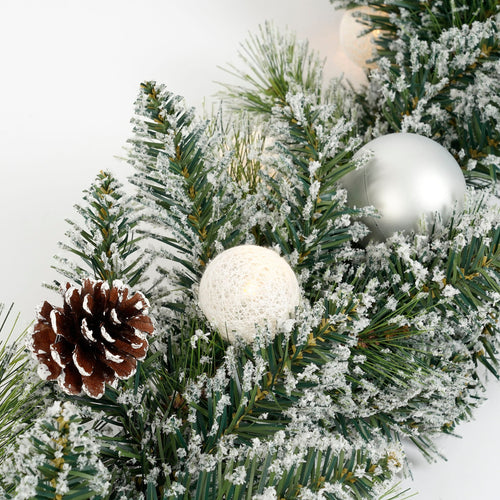 Black Box Trees Kaprun slinger groen frosted zilver warm wit 20L 180 TIPS battery operated en timer - l270xd25cm