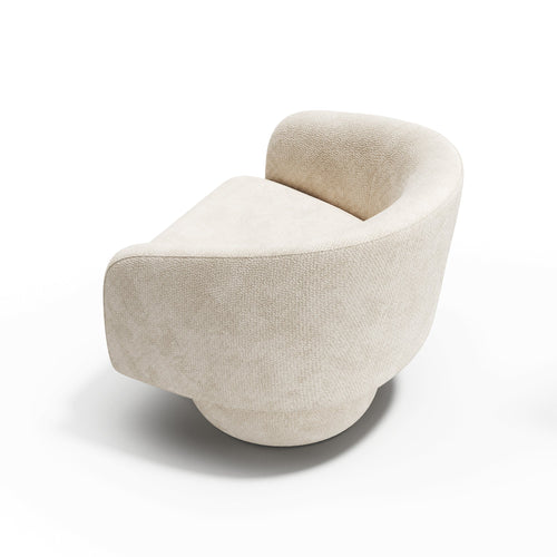Sia Home - Draaistoel ARLO - krullend fluweel crème 74cm