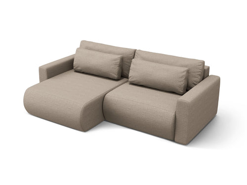 Cosmopolitan Design Omkeerbare converteerbare hoekbank met opbergdoos Belfast 3-zits, structurele stof donkerbeige - 149x240x84cm