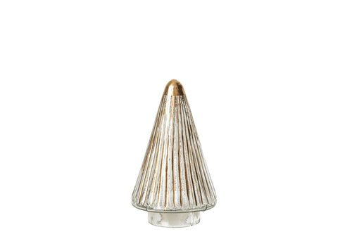 J-Line Kerstboom - glas - goud/transparant - small - set van 2