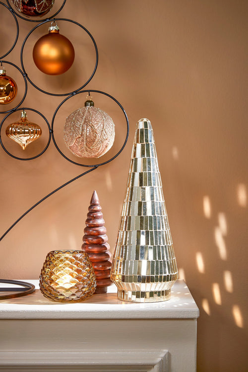 House of Seasons Decoratie Kerstboom - H33 x Ø13 cm - Glas - Goud
