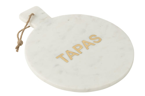 J-Line snijplank Rond Tapas Marmer - steen - wit
