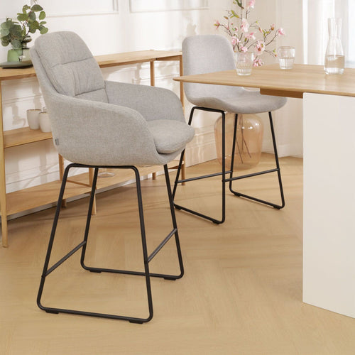 Nolon Nino-Mia Barkruk Grijs - met Armleuning - Zwart - 75 cm - vtwonen shop