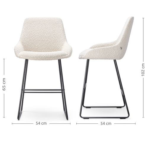 Nolon Nino-Isa Barkrukken Set van 2 - Bouclé Beige - Zwart - 65 cm