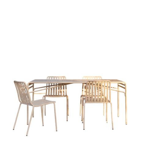 Tikamoon Tuinset in crèmekleurig metaal voor 4 personen - Beige