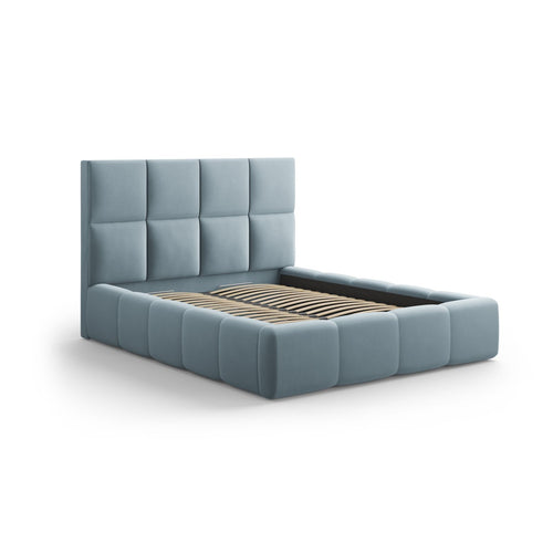 Cosmopolitan Design - Opbergbed met hoofdeinde Livigno 200x180cm flueel lichtblauw - 230x205x125cm