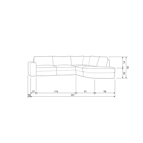 vtwonen hoekbank ronding rechts Family - PE - Antraciet - 85x301x189 - vtwonen shop