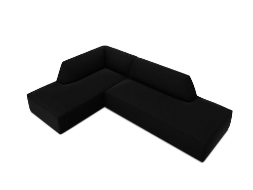 Micadoni linker hoekbank Ruby 4-zits, flueel, zwart - 180x273x69cm