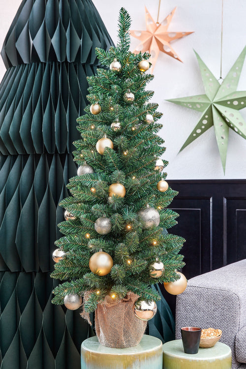 Black Box Trees Gerlos Smalle Kunstkerstboom in Jute - H90 x Ø41 cm - Groen