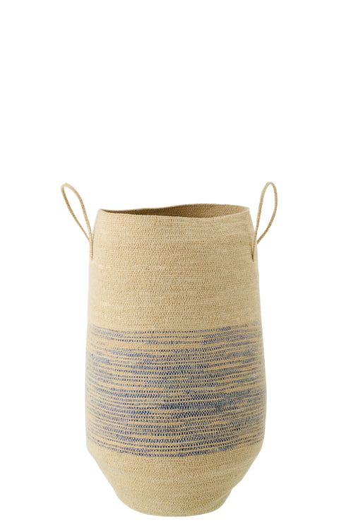 J-Line mand Met Handvat Gestreept - zeegras - naturel/blauw