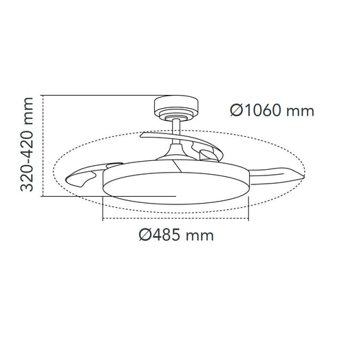 CristalRecord plafondventilator Ecoro - 1 lichts - 106  x 42   cm - wit hout - vtwonen shop