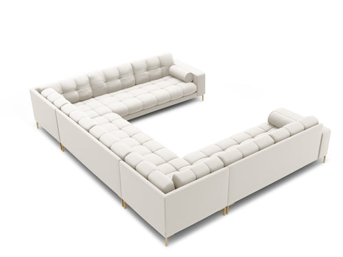 Cosmopolitan Design Panoramische bank Bali 9-zits, structurele stof, lichtbeige - 256x327x75cm