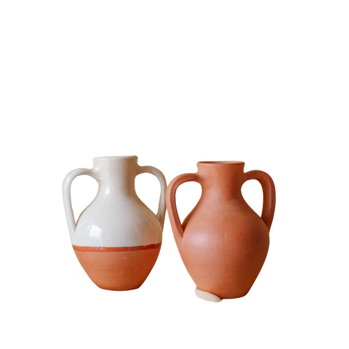 Ceramica Roca Caus terracotta amfora kruik vaas - geglazuurd wit S - vtwonen shop