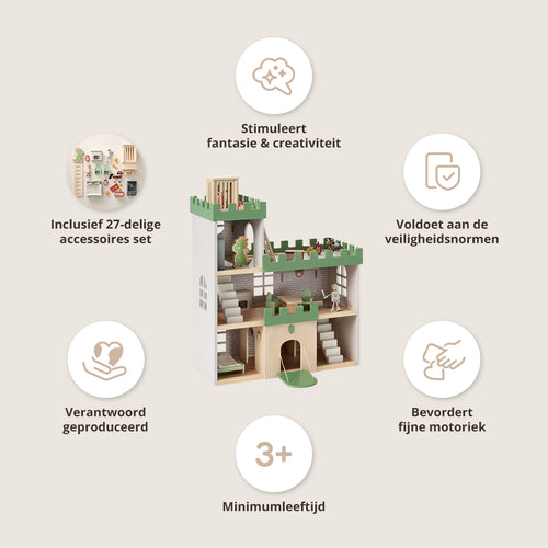 Petite Amélie Houten Poppenhuis Ridderkasteel - Incl. poppen en 17 accessoires - vtwonen shop