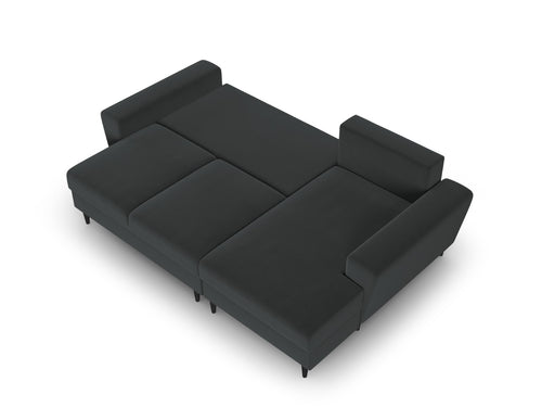Cosmopolitan Design Converteerbare hoekbank rechts met opbergdoos Kyoto 4-zits, flueel donkergrijs - 145x241x88cm
