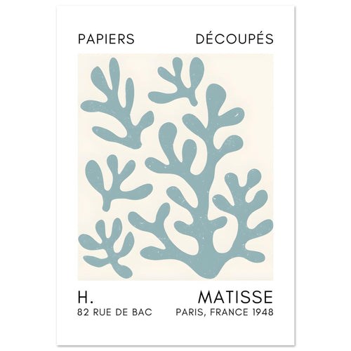 Artfulprints Poster met Lijst Matisse – Coral shadows turquoise   - 30x40 cm - Turquoise