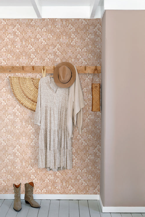 ESTAhome behang vintage bloemen in art nouveau stijl terracotta roze - 50 x 900 cm - 130971 - vtwonen shop