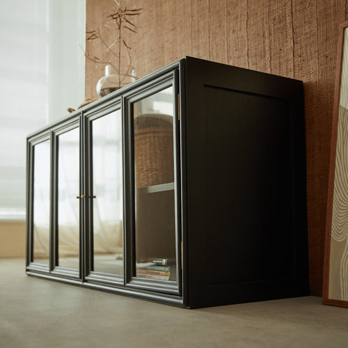 Tikamoon Laag vitrinebuffet in mindi 120 cm - Zwart