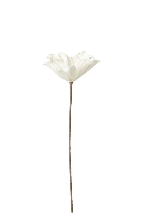 J-Line bloem Tak Korte Bladeren 1 Kop Eva - polyresin - wit - 12 stuks - vtwonen shop