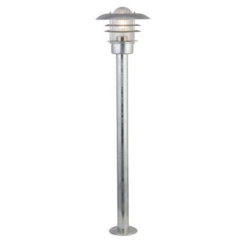 Searchlight Conrad Buitenpaal - Gegalvaniseerd zilver metaal en helder glas