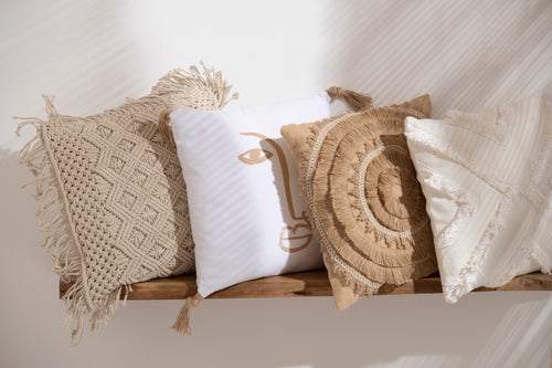 J-Line kussen Cosy Diamant - katoen - beige