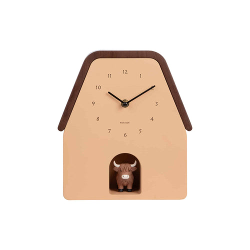 Karlsson wandklok Highland Cow Cuckoo - bruin - 9.4x22.7x25cm