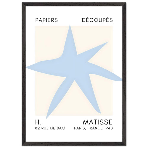Artfulprints Poster met Lijst Matisse – Star of the sea light blue   - 50x70 cm - Blauw