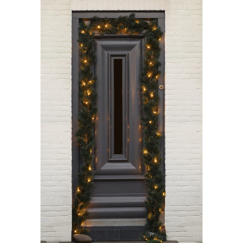 Black Box Trees Glendon Guirlande met Verlichting - Kerstguirlande L270 cm - Kerst Decoratie met Lampjes - Groen
