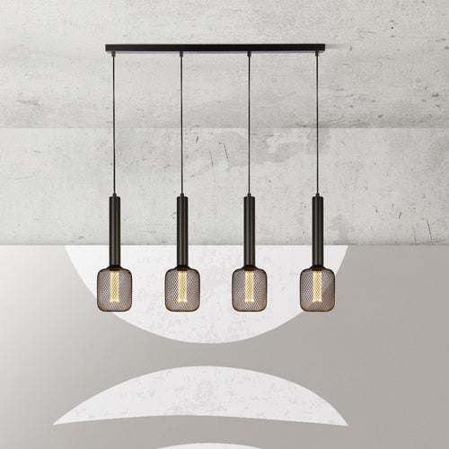 Dulwich Plafondhanger met 4 lichtbalken, zwart