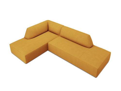 Micadoni linker hoekbank Ruby 4-zits, structurele stof, geel - 180x273x69cm