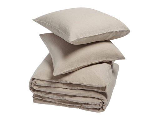 Yumeko dekbedovertrek gewassen linnen natural 260x220 + 2/60x70 - vtwonen shop