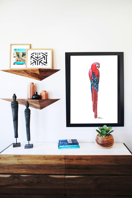 Catchii poster Papegaai Rood - meerkleurig - 297x210 cm