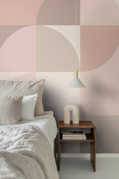 Origin Wallcoverings fotobehang cirkels in Bauhaus stijl beige en roze - 2.5 x 2.79 m - 357321 - vtwonen shop